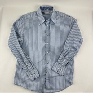Los Angeles Dress Shirt Mens Large Blue Striped Long Sleeve